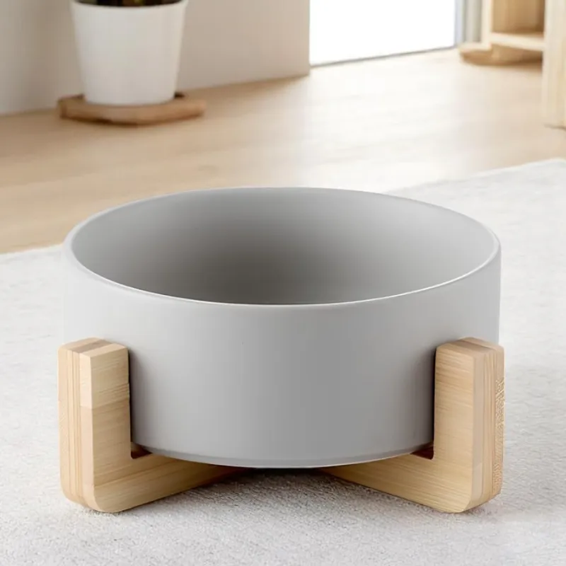 Миска керамическая на подставке СЕРАЯ (0.4л)