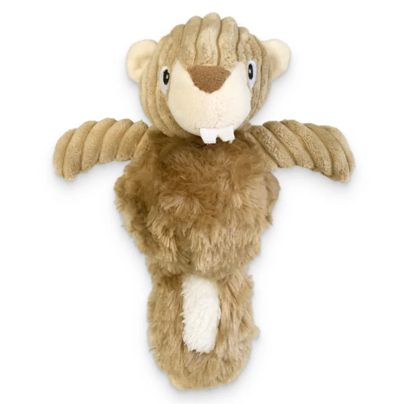 Игрушка мягкая для собак "Зверек лесной плюшевый" (25 см) с шуршалкой и пищалкой ( бурундук/ бобр)